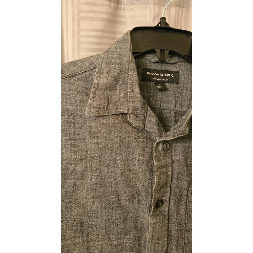 Banana Republic Gray Soft Wash Tailored Slim Fit Shirt Men's Small Long Sleeve S